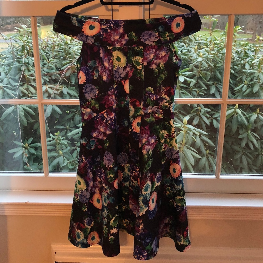 ASOS PETITE floral off shoulder dress